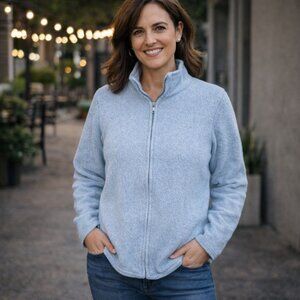 L.L. Bean Vintage Light Blue Zip-Up Wool Sweater